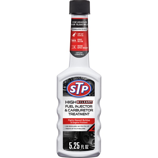 STP HIGH MILEAGE FUEL INJECTOR & CARBURETOR TREATMENT 12/5.25 OZ