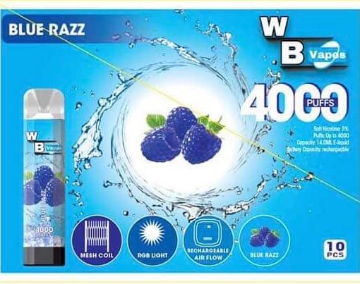 WB VAPES VCAN 4000 PUFFS BLUE RAZZ