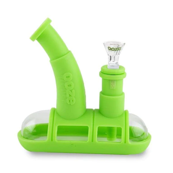 OOZE STEAMBOAT SILICONE WATER BUBBLER & DAB RIG- GREEN