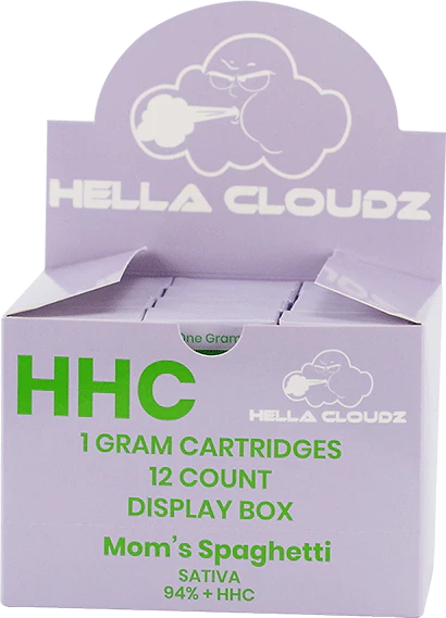 HELLA CLOUDZ HHC 1GRAM CARTRIDGES- MOM’S SPAGHETTI (12 COUNT)