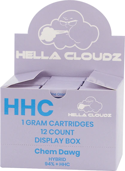 HELLA CLOUDZ HHC 1GRAM CARTRIDGES- LARRY BIRD KUSH HYBRID (12 COUNT)