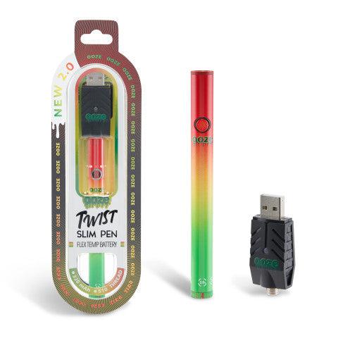 OOZE TWIST SLIM PEN FLEX TEMP BATTERY NEW 2.0- RASTA ($14.99 Per Unit)