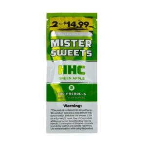 MISTER SWEETS HHC PREROLLS- GREEN APPLE (2 PREROLLS FOR $14.99)