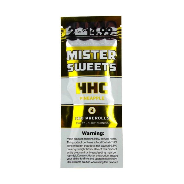 MISTER SWEETS HHC PREROLLS- PINEAPPLE(2 PREROLLS FOR $14.99)