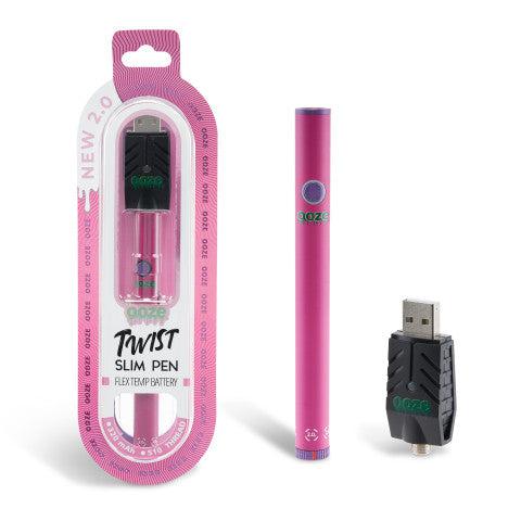 OOZE TWIST SLIM PEN FLEX TEMP BATTERY NEW 2.0- ATOMIC PINK ($14.99Per Unit)