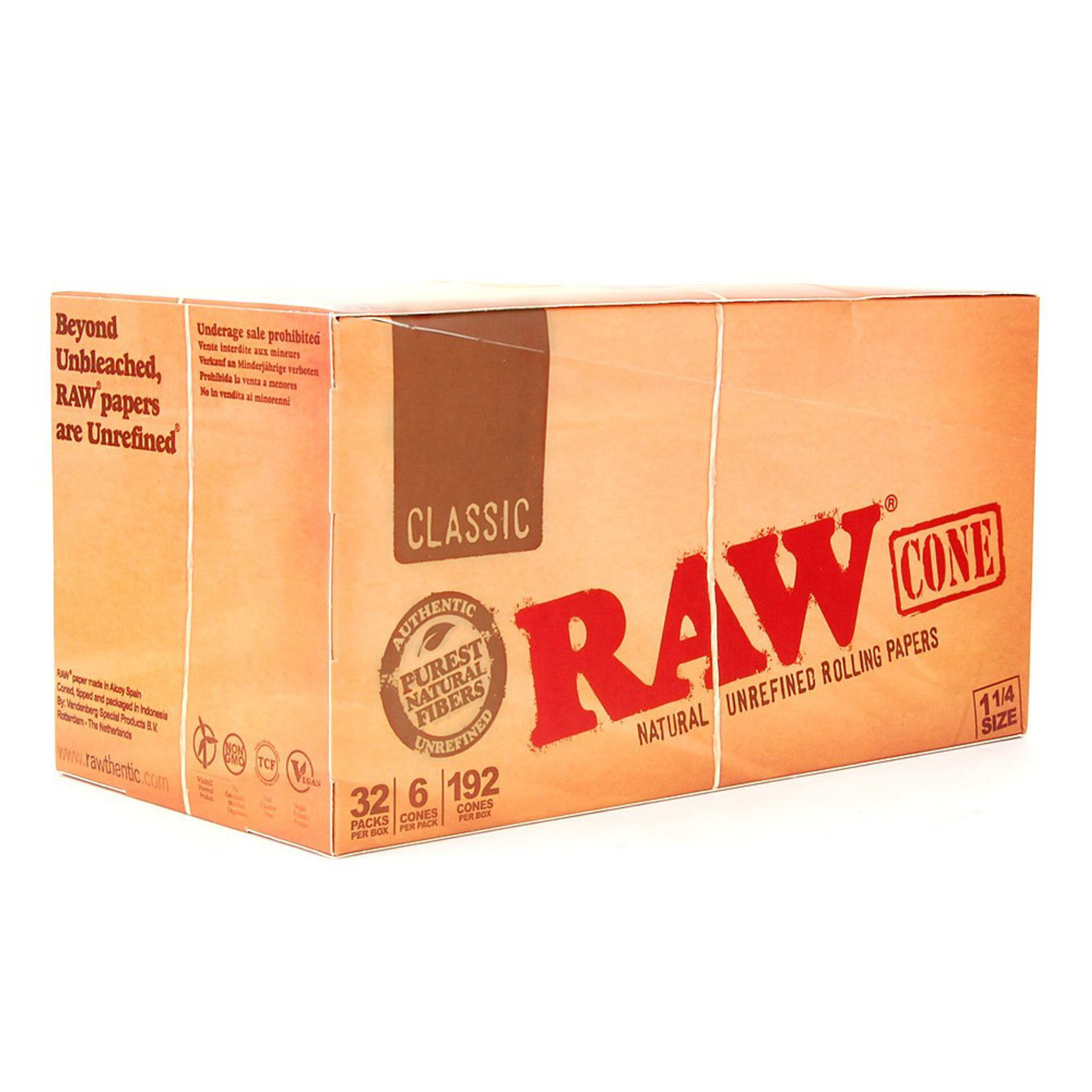 RAW CLASSIC CONE 32 PACKES PER BOX