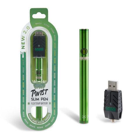 OOZE TWIST SLIM PEN FLEX TEMP BATTERY NEW 2.0- SLIME GREEN ($14.99 Per Unit)