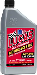 LUCAS HIGH PERFORMANCE SYNTHETIC 20W-50 MOTORCYCLE OIL 1QT