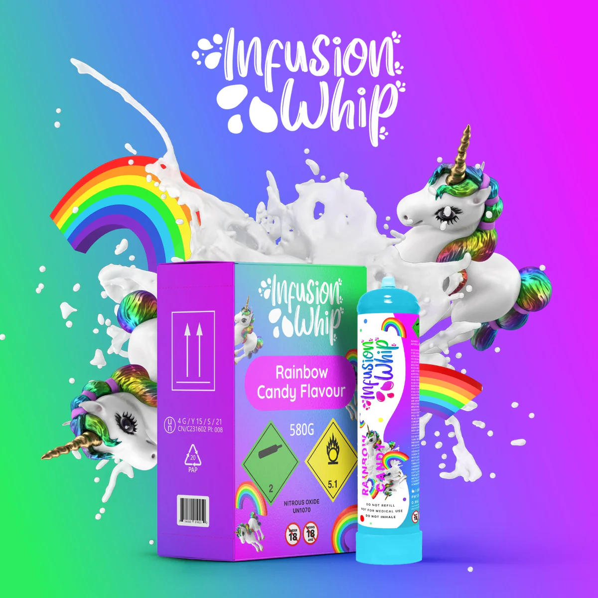 INFUSION WHIPPED CREAM CHARGER RAINBOW CANDY FLAVOR 6 PACK Safety
