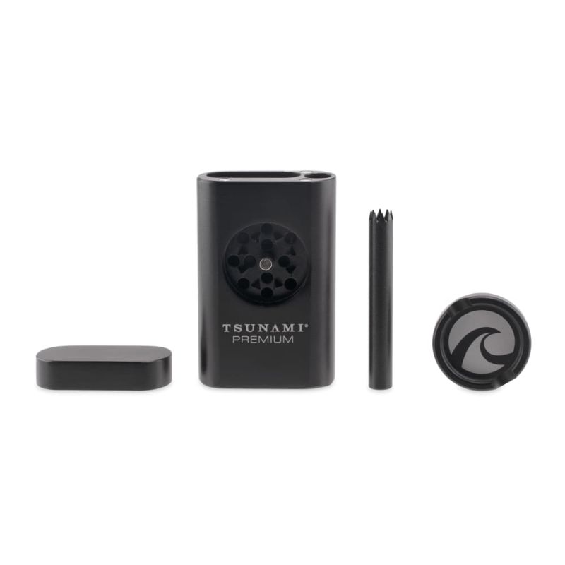 TSUNAMI PREMIUM 4 IN 1 DUGOUT WITH DRY HERB GRINDER-BLACK