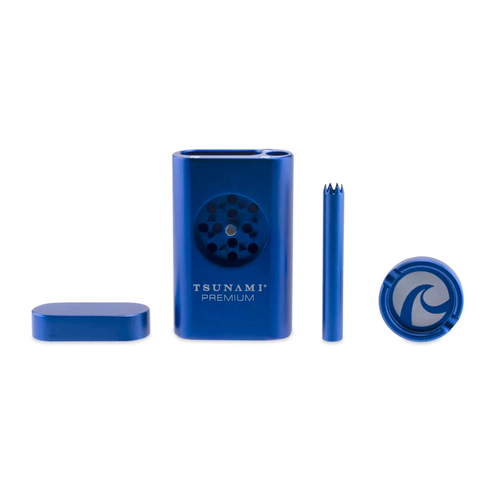 TSUNAMI PREMIUM 4 IN 1 DUGOUT WITH DRY HERB GRINDER-BLUE