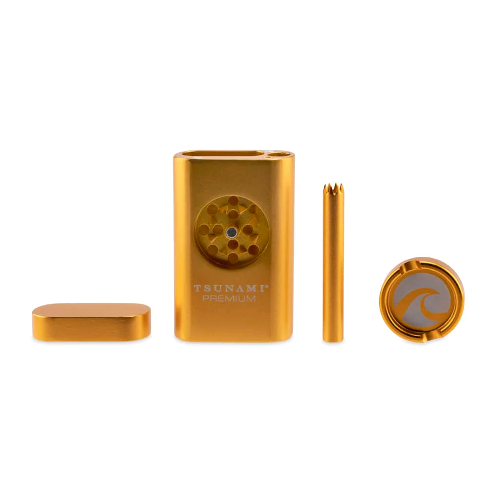 TSUNAMI PREMIUM 4 IN 1 DUGOUT WITH DRY HERB GRINDER-GOLD