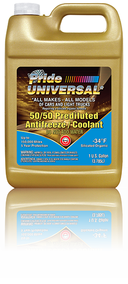 PRIDE EXTENDED LIFE ANTIFREEZE+COOLANT- UNIVERSAL GOLD 50/50 1.GAL