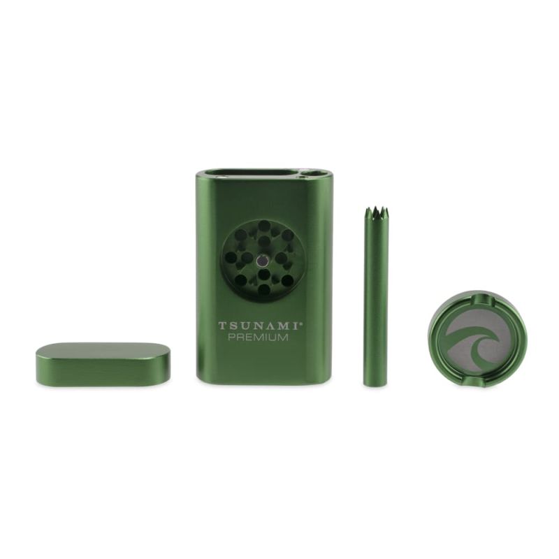 TSUNAMI PREMIUM 4 IN 1 DUGOUT WITH DRY HERB GRINDER-GREEN