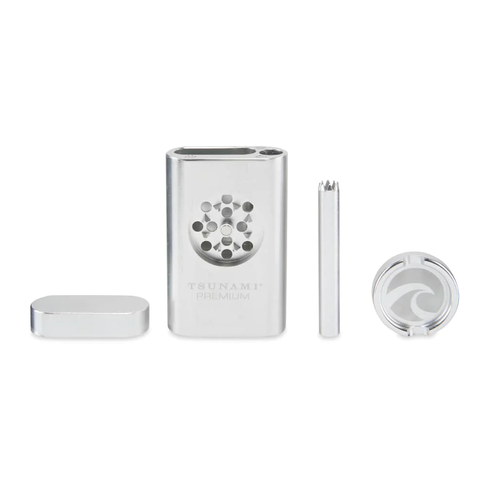 TSUNAMI PREMIUM 4 IN 1 DUGOUT WITH DRY HERB GRINDER-SILVER