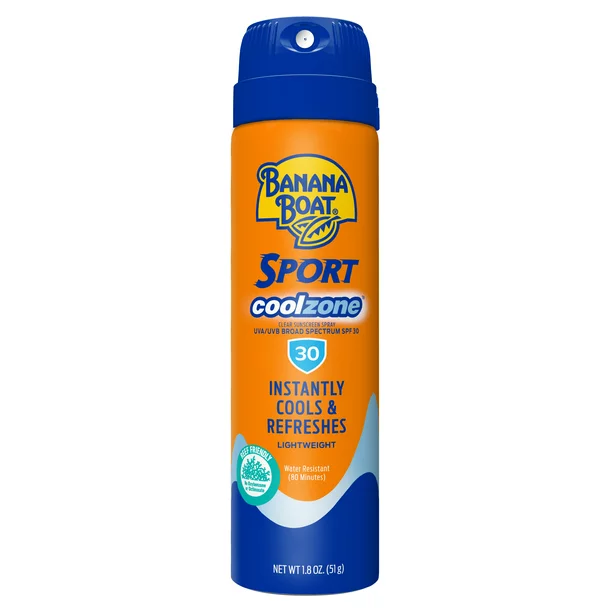 BANANA BOAT SPORT COOLZONE CLEAR SUNSCREEN SPRAY SPF 30-1.8OZ  24CT