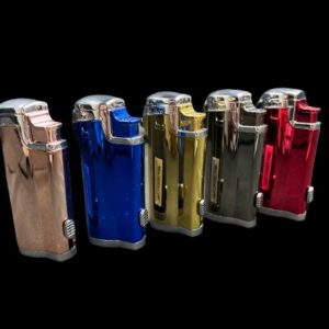 MULTI COLOR SHINY QUAD TORCH LIGHTER W/CIGAR PUNCHER