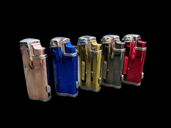 MULTI COLOR SHINY QUAD TORCH LIGHTER W/CIGAR PUNCHER