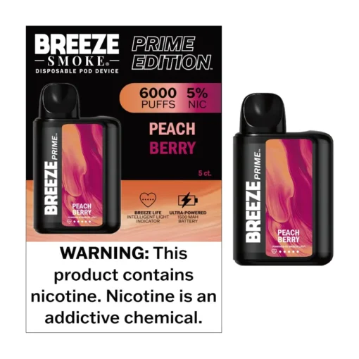 BREEZE PRIME 6000 PUFFS PEACH BERRY