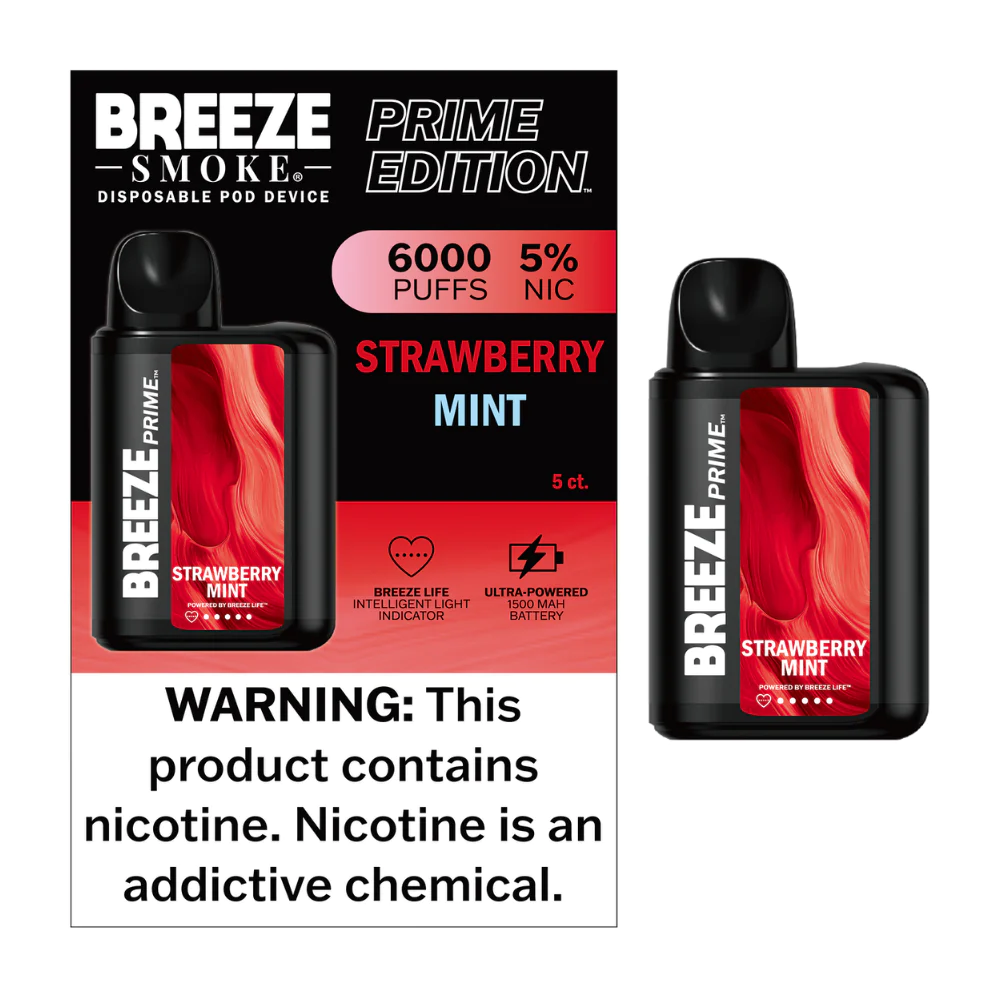 BREEZE PRIME 6000 PUFFS STRAWBERRY MINT